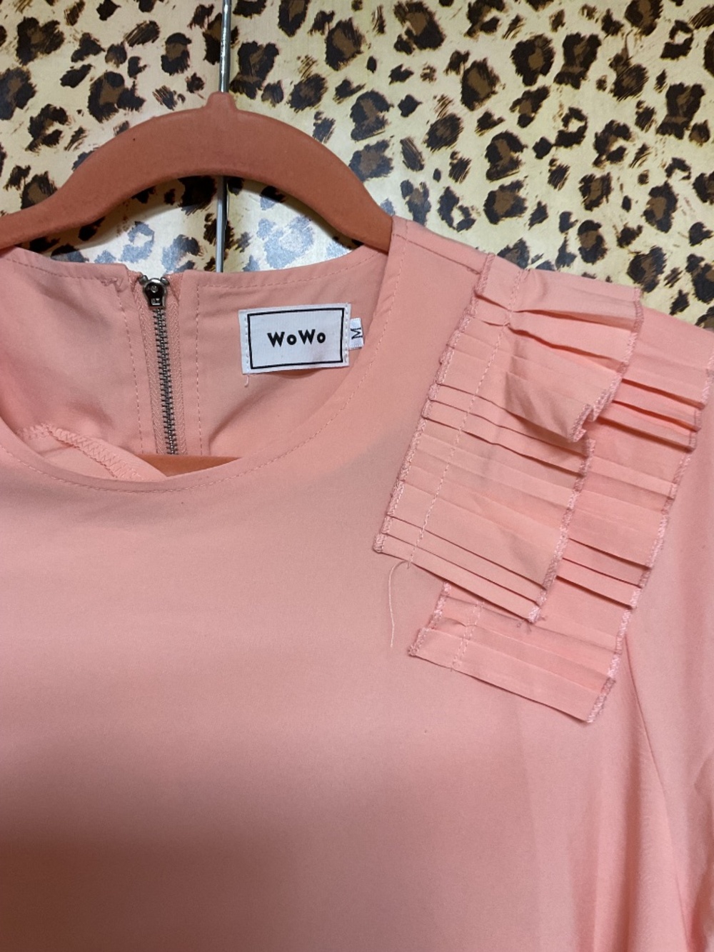 Peach pleated ruffle shirt - Picture 3 of 5